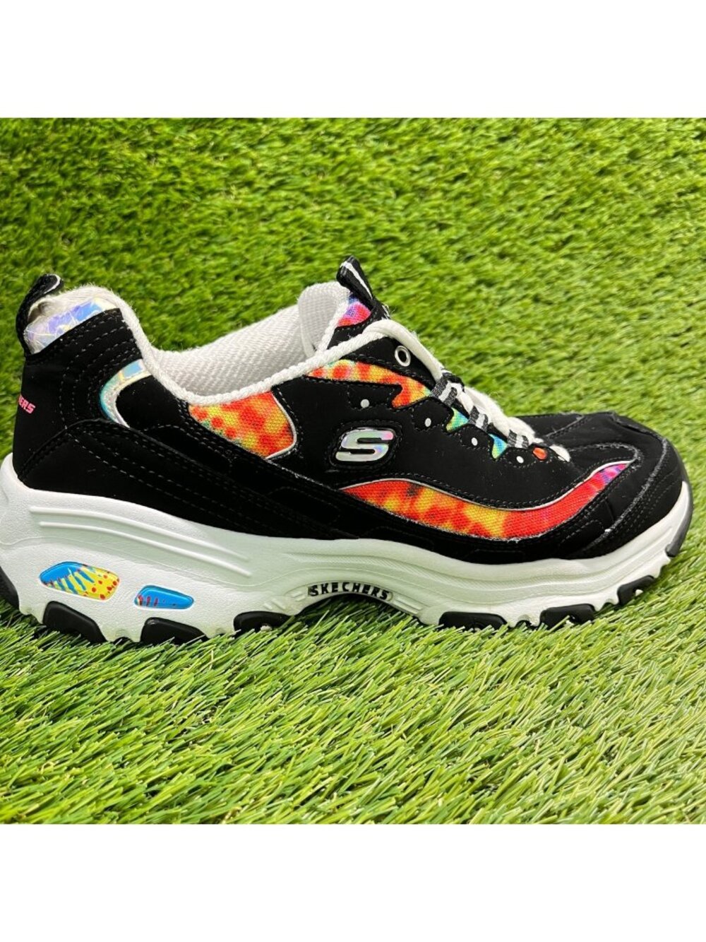 Skechers D'Lites Summer Fiesta Women Size 10 Black White Athletic Shoes Sneakers